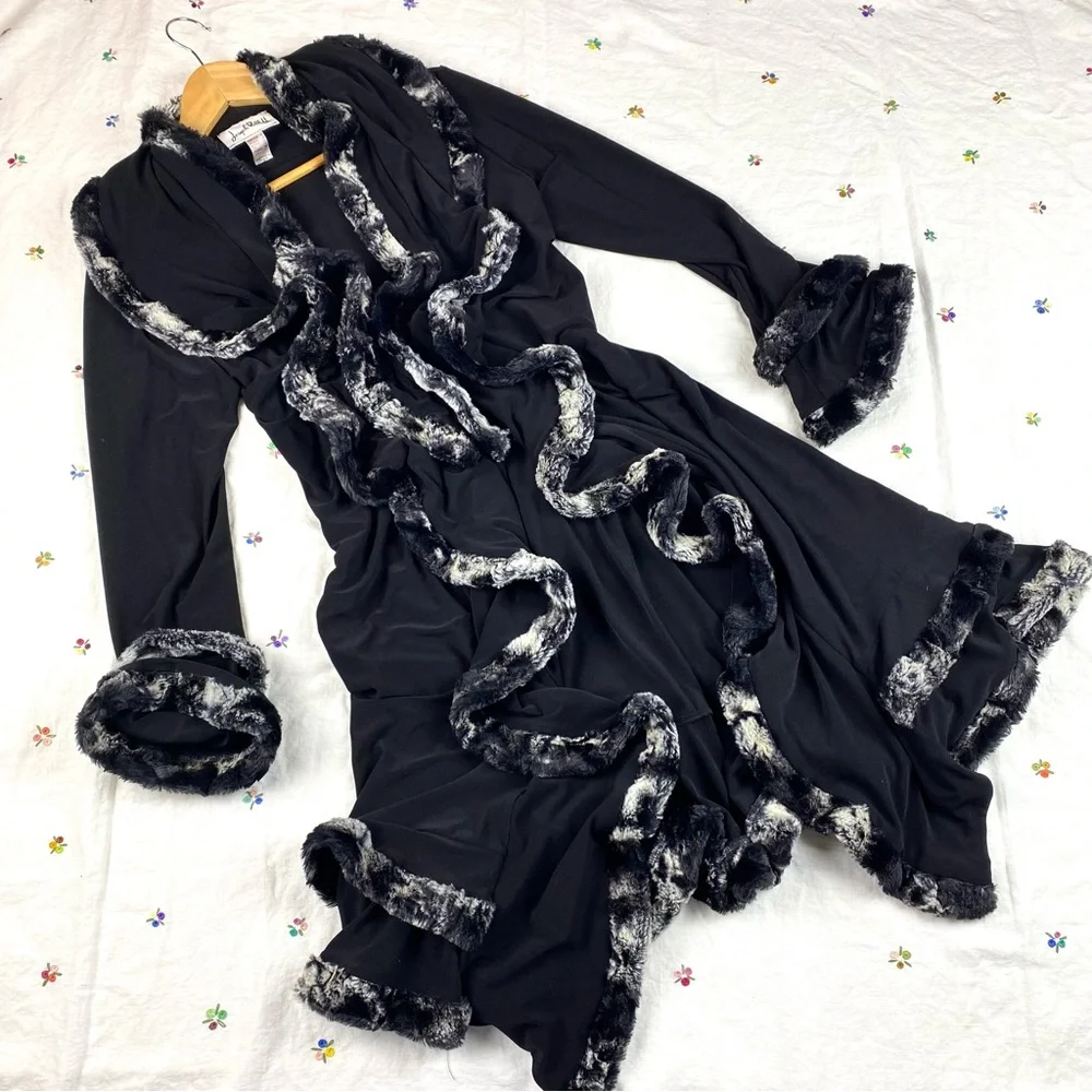 Vintage Joseph Ribkoff black draped ruffled duster - Picture 4 of 10